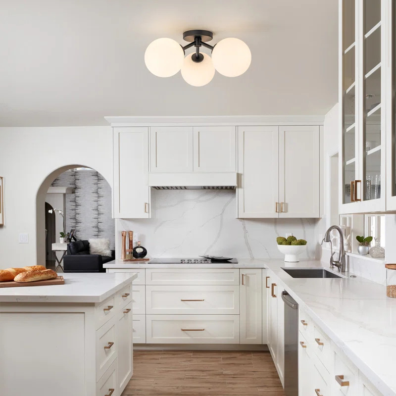 Pritee Glass Semi Flush Mount | Wayfair North America