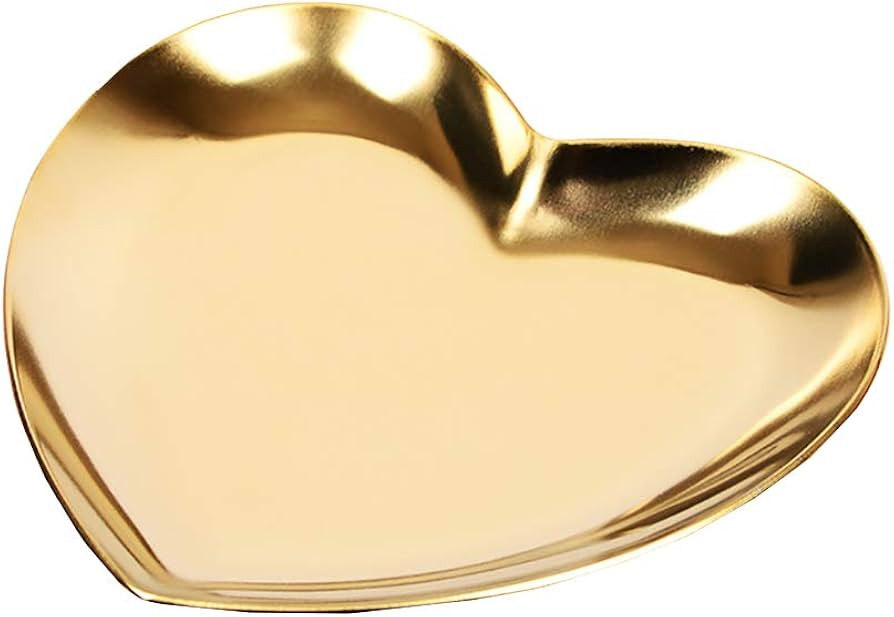 Stainless Steel Heart Jewelry Display Tray Dish Ring Holder Organizer Serving Plate for Valentine... | Amazon (US)