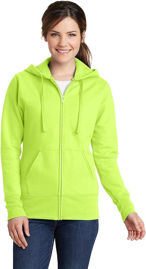 Port & Company Ladies Core Fleece Full-Zip Hooded Sweatshirt. LPC78ZH Neon Yellow | Amazon (US)