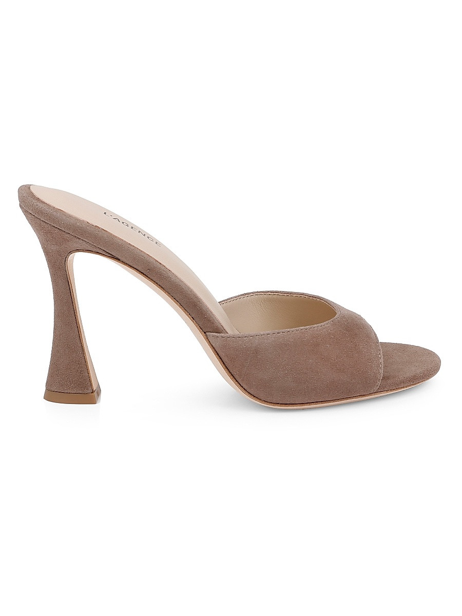 L'AGENCE Women's Avery 100MM Suede Mules - Taupe Suede - Size 8.5 | Saks Fifth Avenue