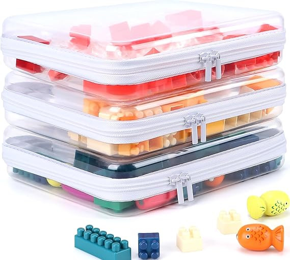 3 Pack Clear Hard Shell Zipper Case, Clear Zipper Pouches Waterproof Makeup Organizer & Travel To... | Amazon (US)