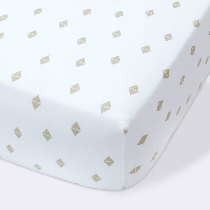 Fitted Crib Sheet Diamonds - Cloud Island™ White/Beige | Target
