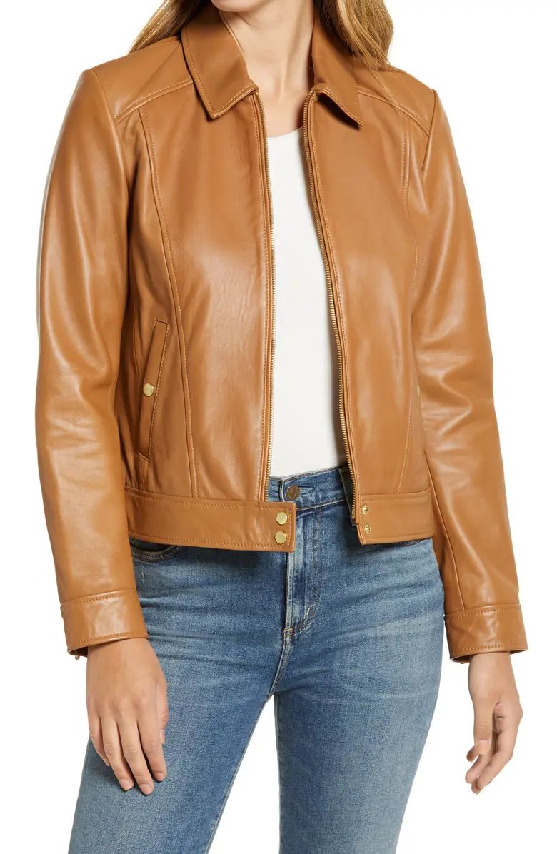 Smooth Lambskin Leather Jacket | Nordstrom Rack