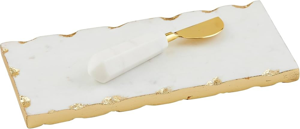 Mud Pie White Marble Everything Plate, board 4" x 9" | spreader 5 1/2" | Amazon (US)