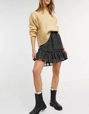 Vila recycled blend mini frill detail skirt in polka dot | ASOS (Global)