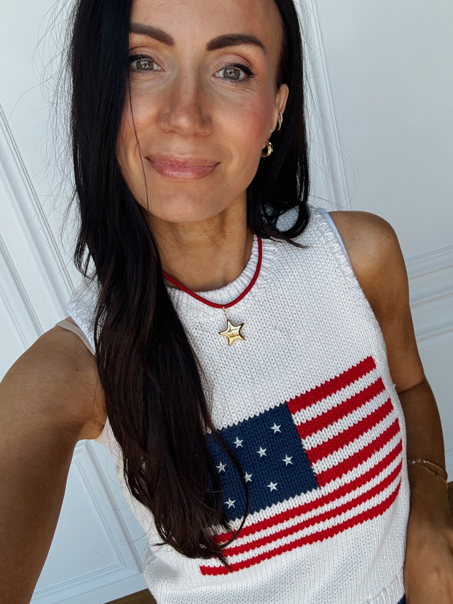 Paracord necklace with a puffy star charm. Both super wearable after the holiday too