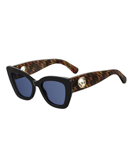Fendi Square Acetate Sunglasses w/ FF Arms | Neiman Marcus