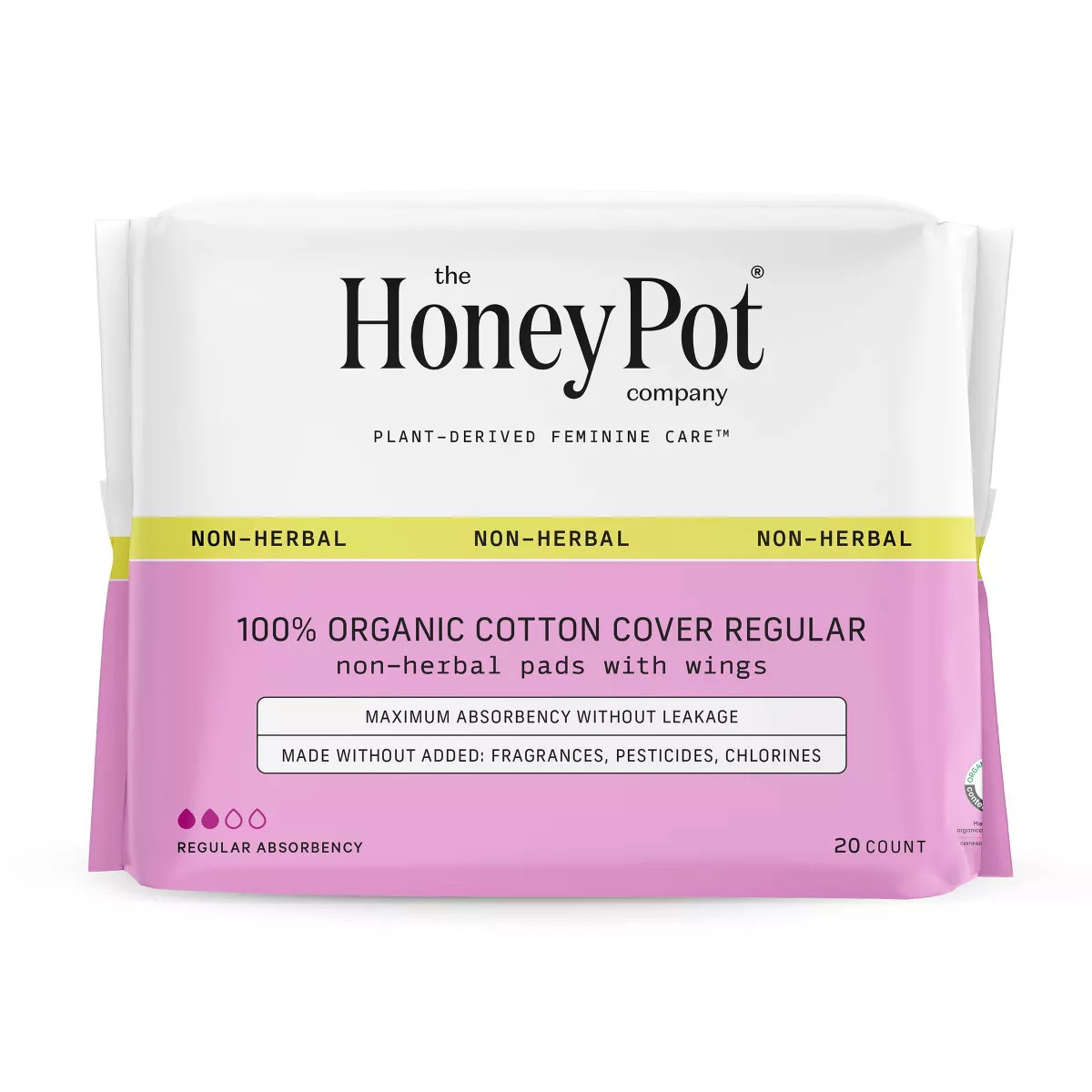 The Honey Pot Company, Non-Herbal Regular Pads with Wings, Organic Cotton Cover - 20ct | Target