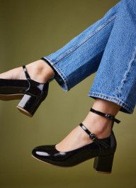 Rouen Patent Leather Mary Jane Shoes - Black | Joanie
