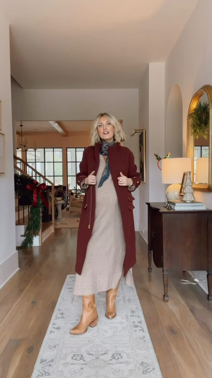 This is what I have on today - maxi turtleneck sweater dress, scarf, and this burgundy coat! Love this classic look! Wearing XS in dress & 2 in coat!

Loverly Grey, turtleneck sweater dress, sweater dress, Tuckernuck, J. Crew, scarf, western boots 

#LTKCyberWeek