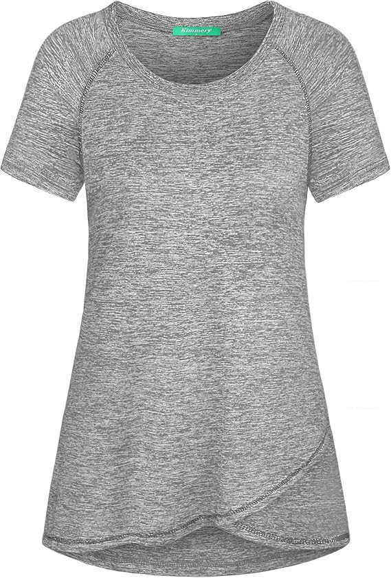 Kimmery Woman Raglan Sleeve Round Neck Irregular Hem Yoga Workout Shirt Sizes M-3XL | Amazon (US)