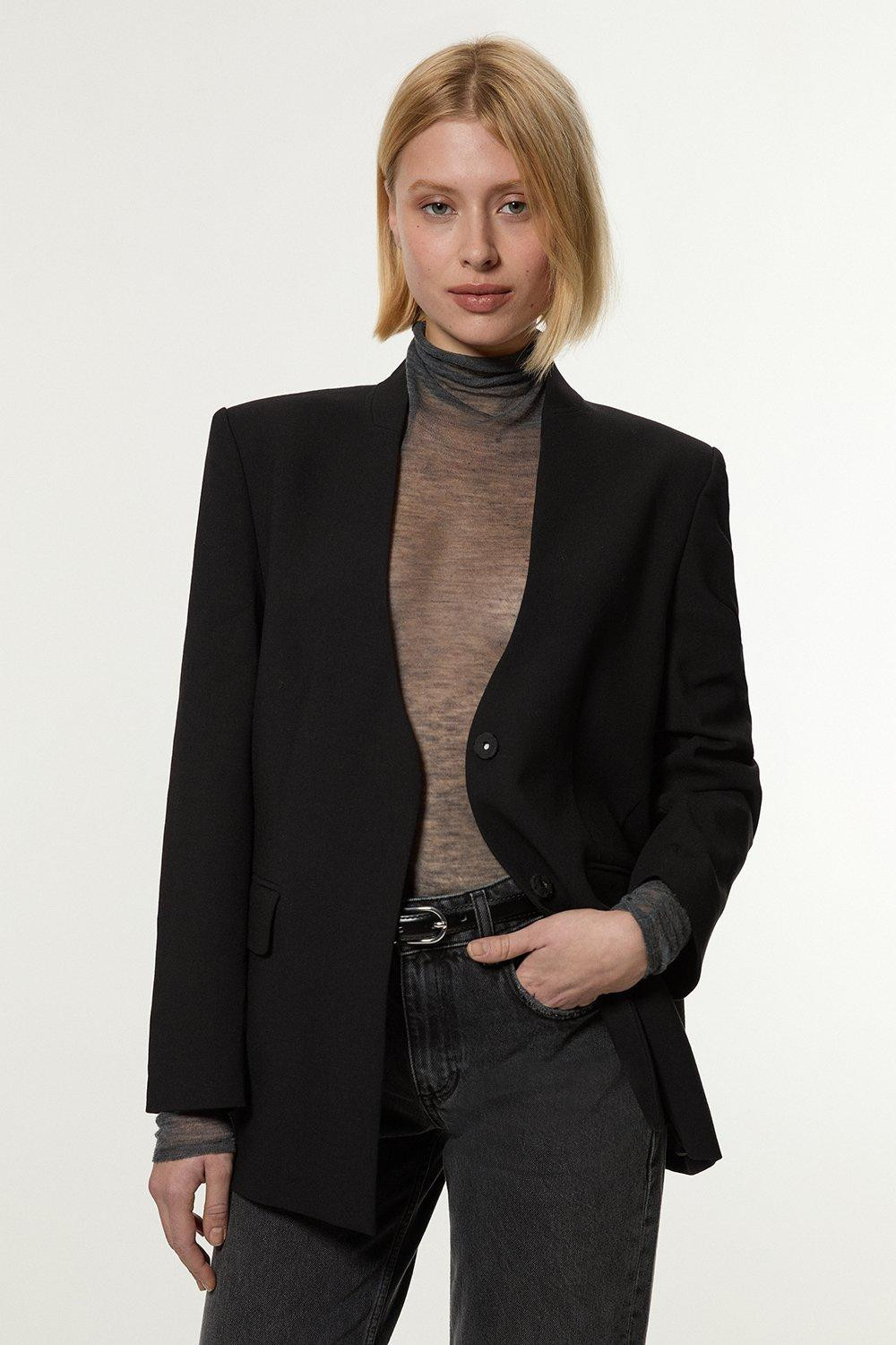 Compact Stretch Essential Oversize Tailored Blazer | Karen Millen UK + IE + DE + NL