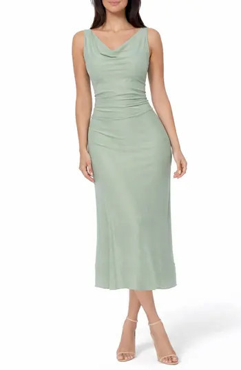 bebe Crepe Satin Cowl Neck Midi Dress in Sage at Nordstrom Rack, Size X-Large | Nordstrom Rack
