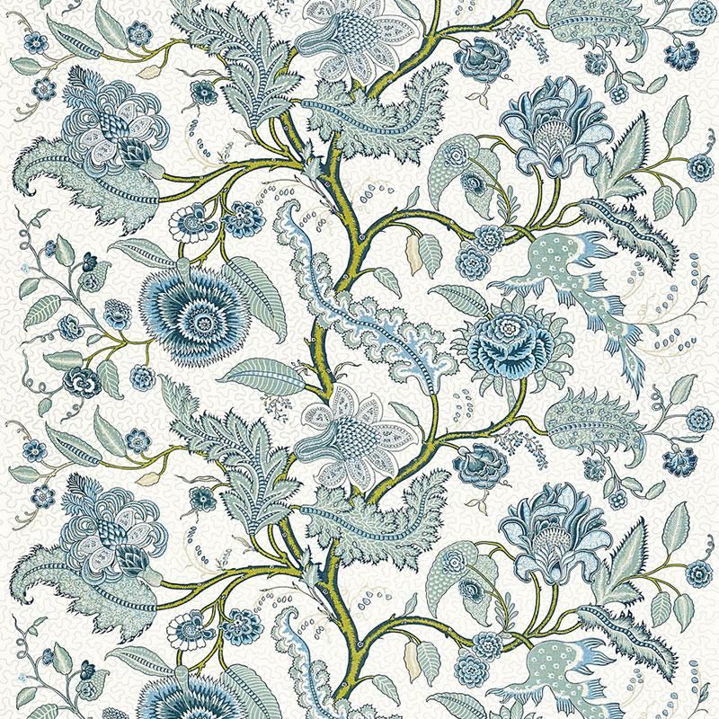 Schumacher Sinhala Linen Print Sky Fabric | DecoratorsBest