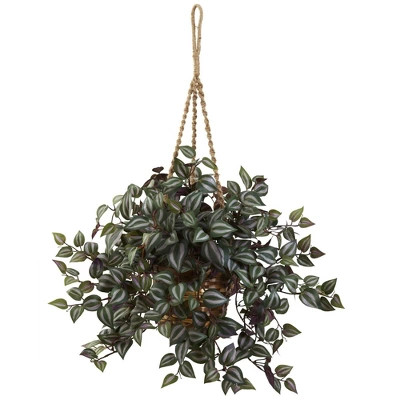 Nearly Natural 20-in Wandering Jew Hanging Basket | Target