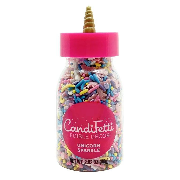 CandiFetti Edible Decor Unicorn Sparkle Sprinkle Mix with Figural Lid, 2.82 oz | Walmart (US)