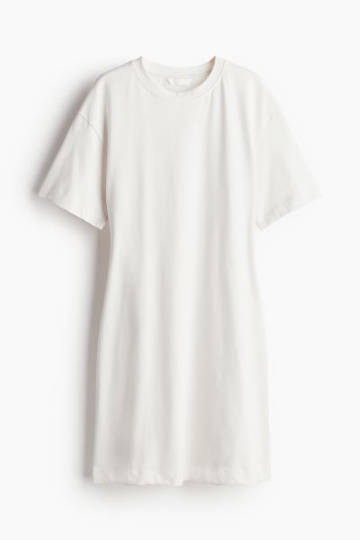 Defined-waist T-shirt Dress - White - Ladies | H&M US | H&M (US + CA)