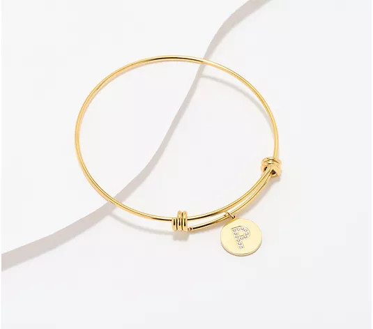 Steel by Diamonique Initial Bracelet, Goldtone - QVC.com | QVC