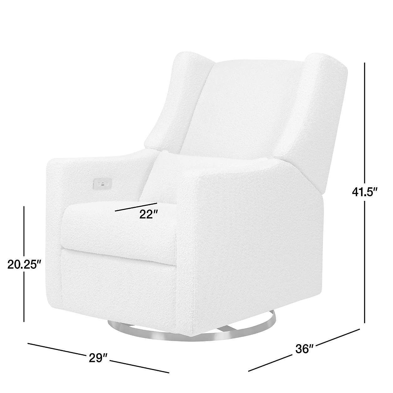 Babyletto Kiwi Ivory Boucle Nursery Power Glider Recliner Chair with Gold Base + Reviews | Crate ... | Crate & Barrel