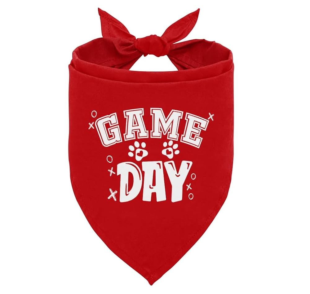 Game Day Dog Bandana, Red, 25 x 17 Inches, Flannel, Comfortable, Geometric Pattern, V-Neck, Adult... | Amazon (US)