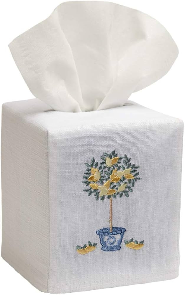 Jacaranda Living Linen/Cotton Tissue Box Cover, Lemon Topiary Tree, 4.5 x 4.5 x 5.25 | Amazon (US)