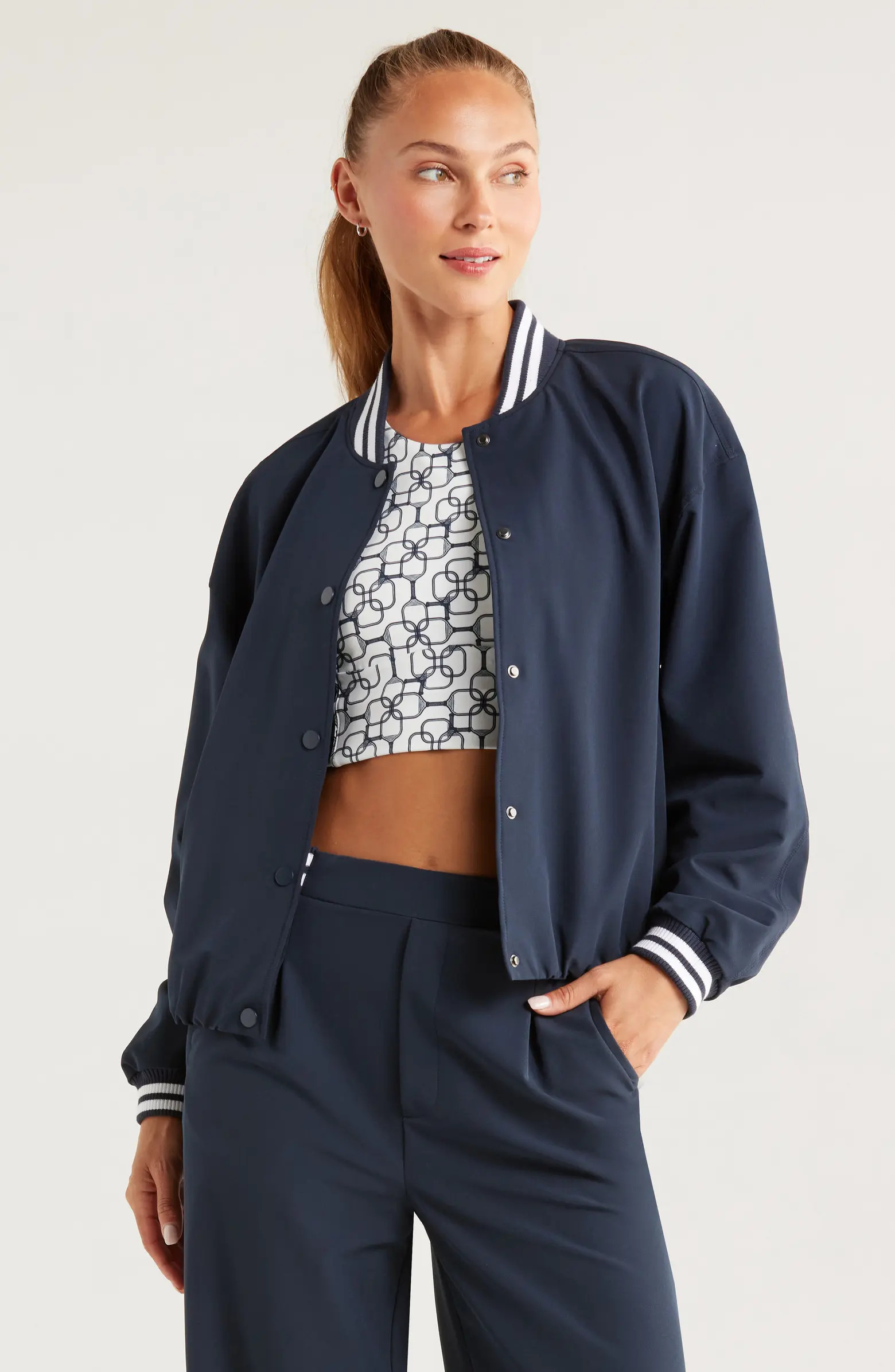 (1)1Volley Varsity JacketRecess x Zella$99.00Current Price $99.00Color: Navy SapphireSize guidesS... | Nordstrom