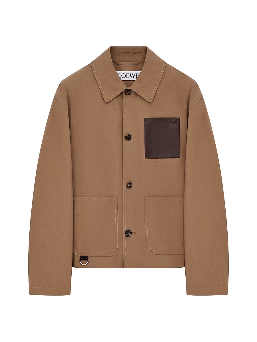 Men's Workwear Cotton-Leather Jacket - Beige - Size 38 | Saks Fifth Avenue