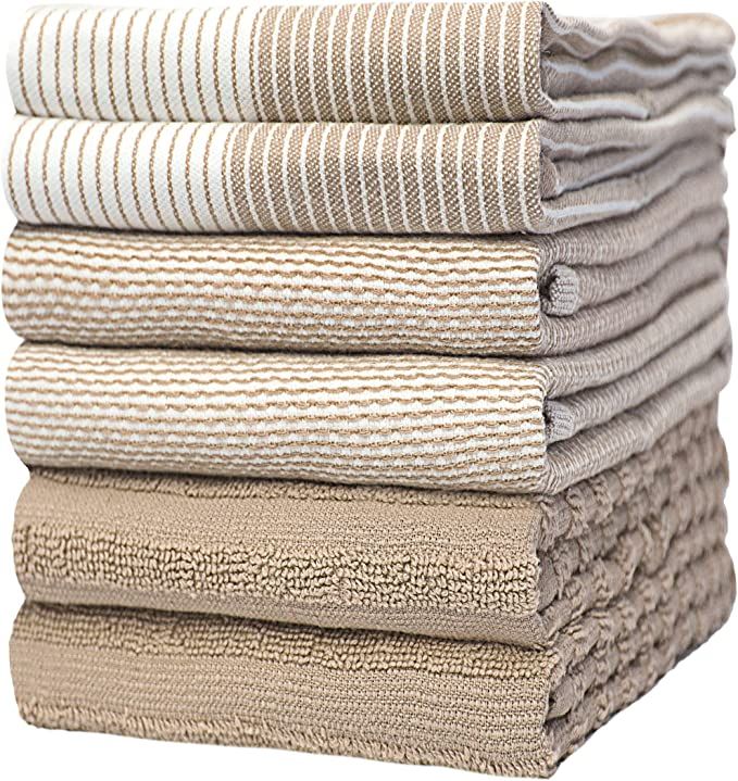 Premium Kitchen Towels (20”x 28”, 6 Pack) | Large Cotton Kitchen Hand Towels | Flat & Terry T... | Amazon (US)