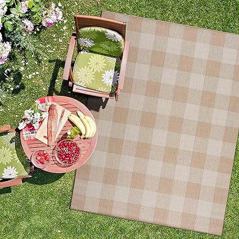 CAMILSON Outdoor Rug – Buffalo Check Area Rugs for Indoor and Outdoor Patios, Checkered Pattern... | Amazon (US)