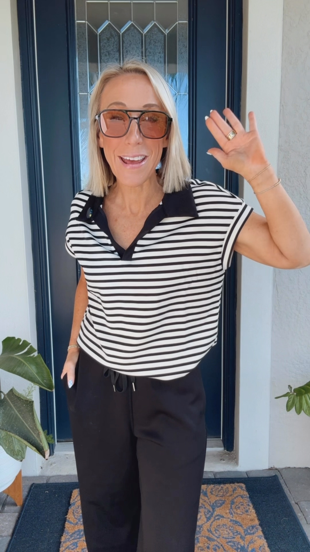 My bus stop ootd:
• Cap Sleeve Polo & Wide Leg Pants 2-Piece Set - size small. 16 colors. 
• sandals - tts  

#LTKSeasonal #LTKOver40