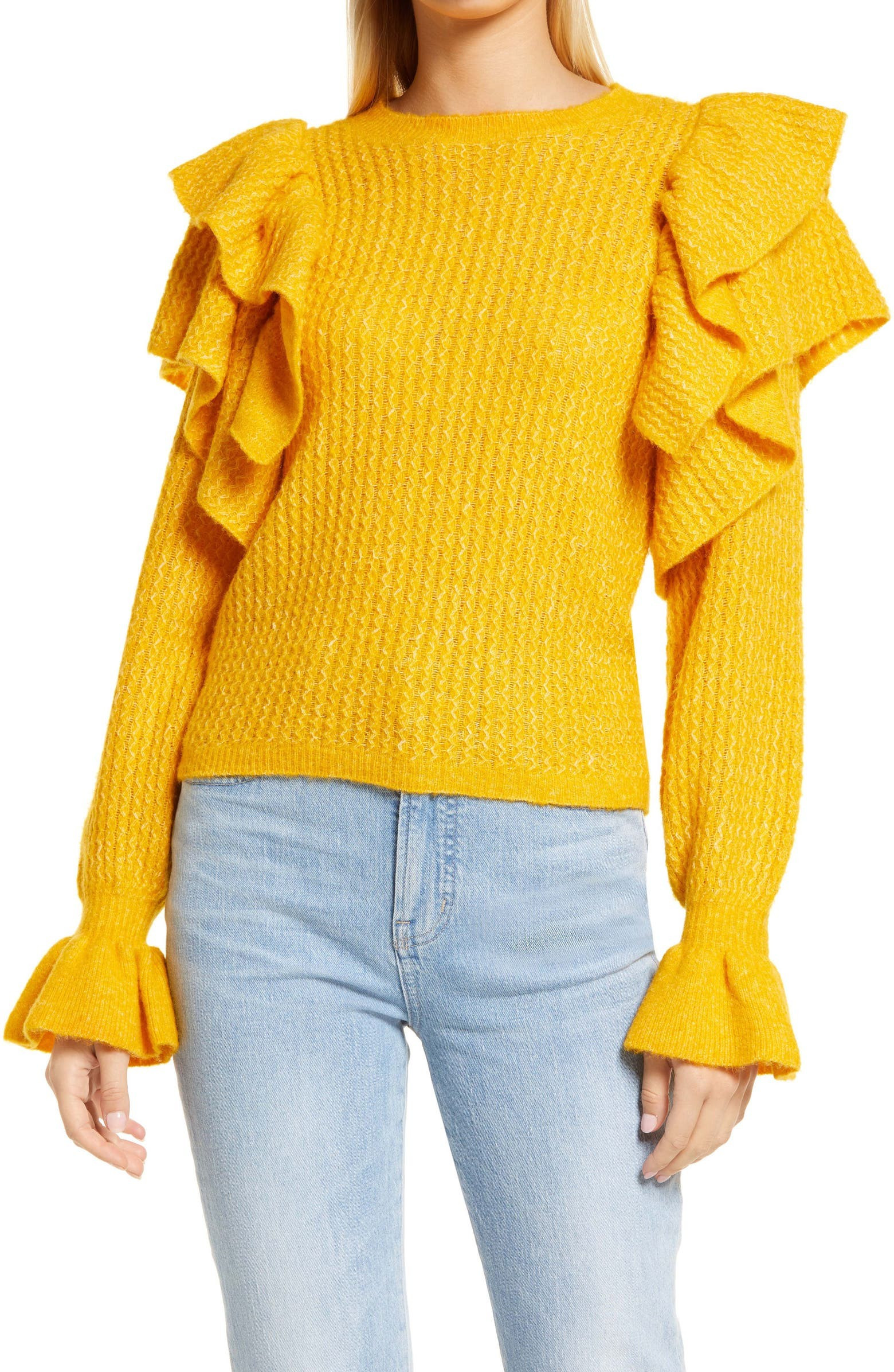 Ruffle Sleeve Pointelle Sweater | Nordstrom | Nordstrom