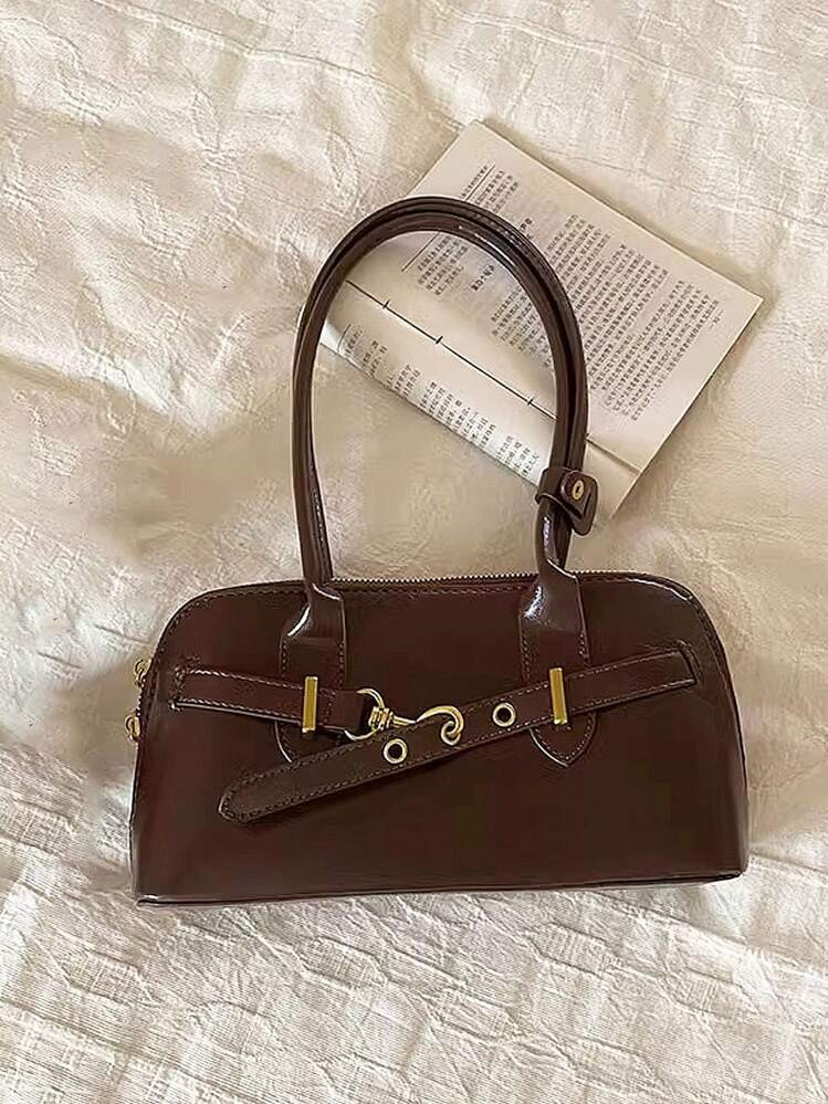 Retro Handbag Women Shoulder Bag Underarm Bowling Bag Large Capacity For Commute, New Arrival 2024 | SHEIN