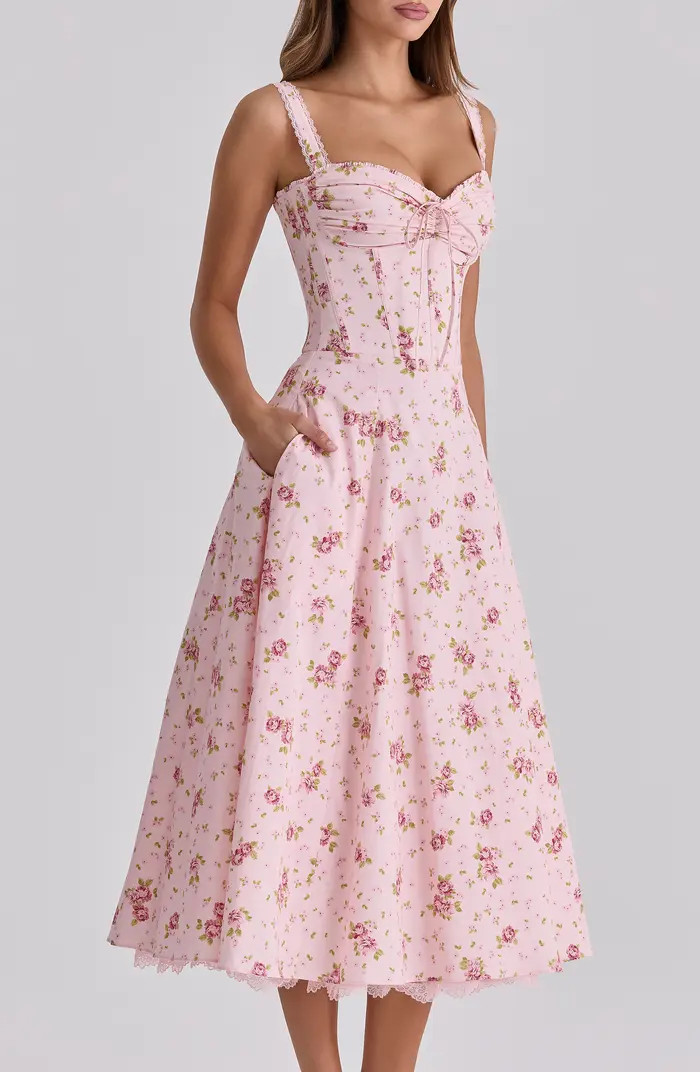 Rosalee Floral Stretch Cotton Petticoat Dress | Nordstrom