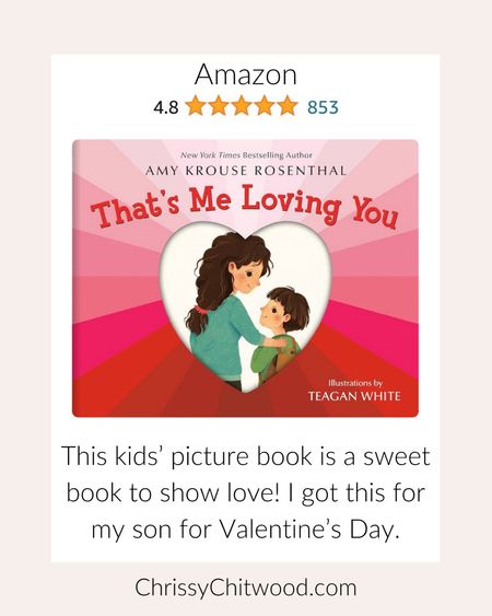 This kids’ picture book is a sweet book to show love! I got this for my son for Valentine’s Day. 

It also would be a good book to help with easing separation anxiety if a kid is struggling with that or will be in a situation where the parent and child will be away for a first time. 

Amazon find, kids favorite finds, kids book, I love you books

#LTKkids #LTKfamily #LTKbaby