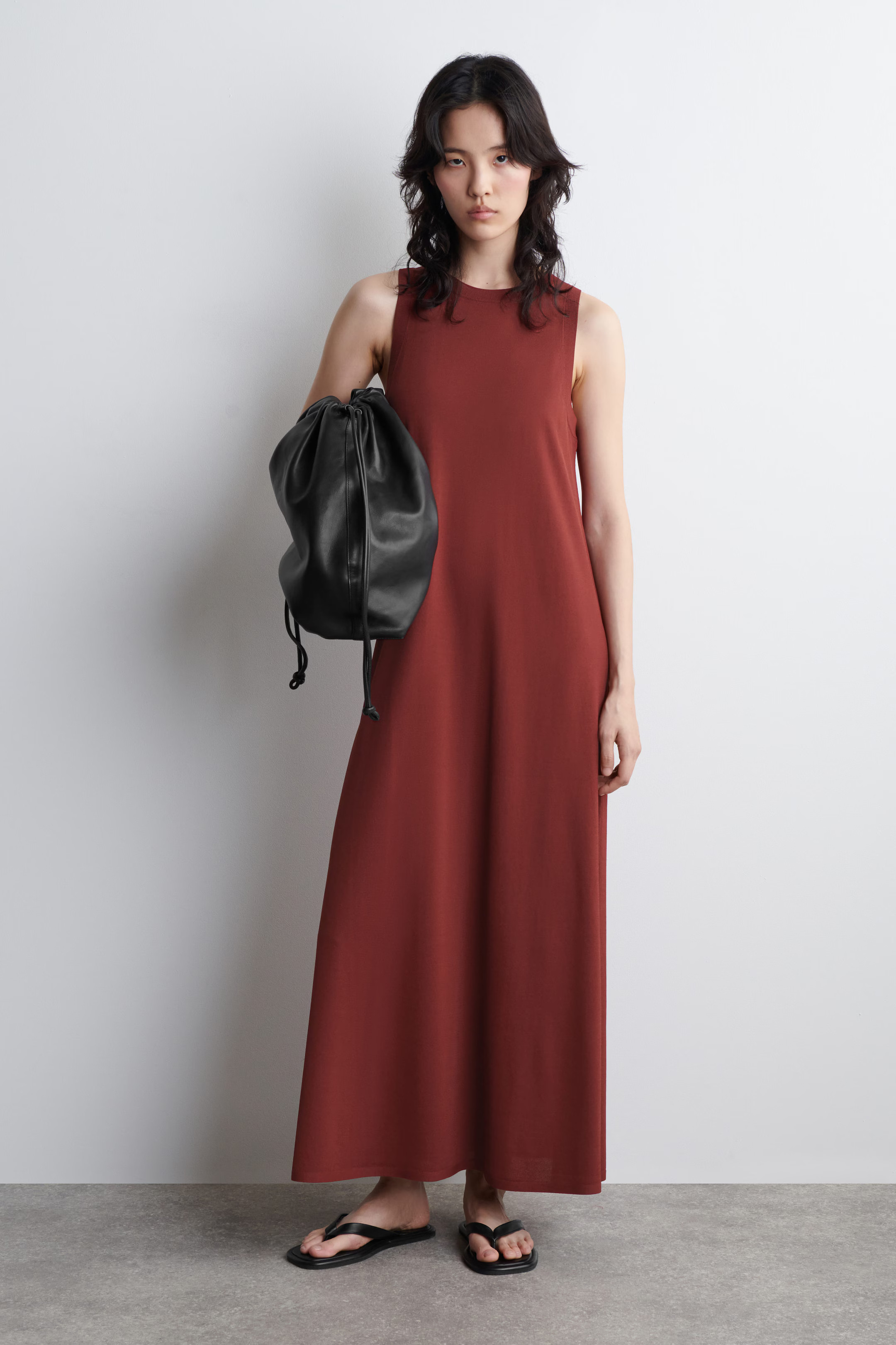 SLEEVELESS KNITTED MIDI DRESS - DARK RED | COS | COS UK