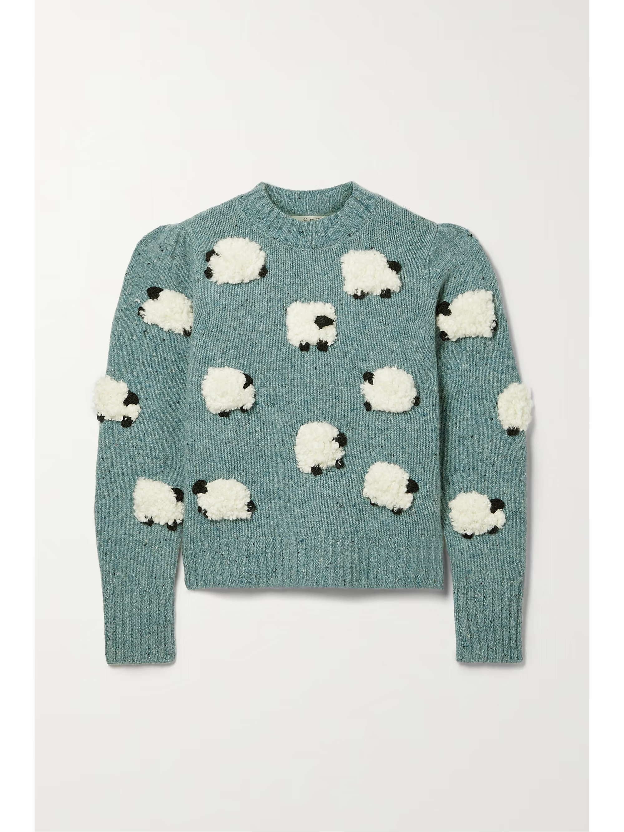 Blue Samira cropped appliquéd merino wool-blend sweater | SEA | NET-A-PORTER | NET-A-PORTER (US)