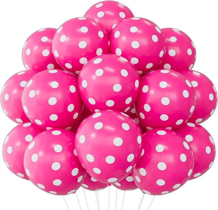 60PCS Hot Pink Polka Dot Balloons 12 Inch Latex Helium Round Party Balloons Kit for Birthday Part... | Amazon (US)