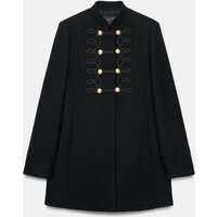 Zara - Wool Coat With Frog Fastening - Black - M - Woman | Zara US