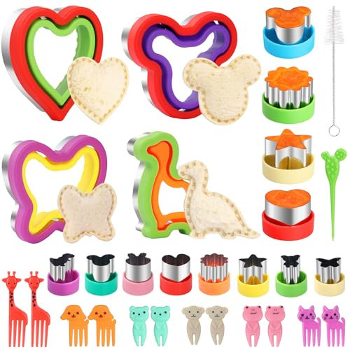 30 Pcs Sandwich Cutter and Sealer Set, Sandwich Cutters for Kids Lunch, Decruster Sandwich Maker,Vegetable Cutter Shapes,Bread Cookie Cutters for Kids Lunchbox and Bento Box | Amazon (US)