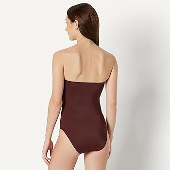 Amazon.com: Amazon Essentials Women's Bandeau One Piece Swimsuit, Olive, Small : Clothing, Shoes ... | Amazon (US)