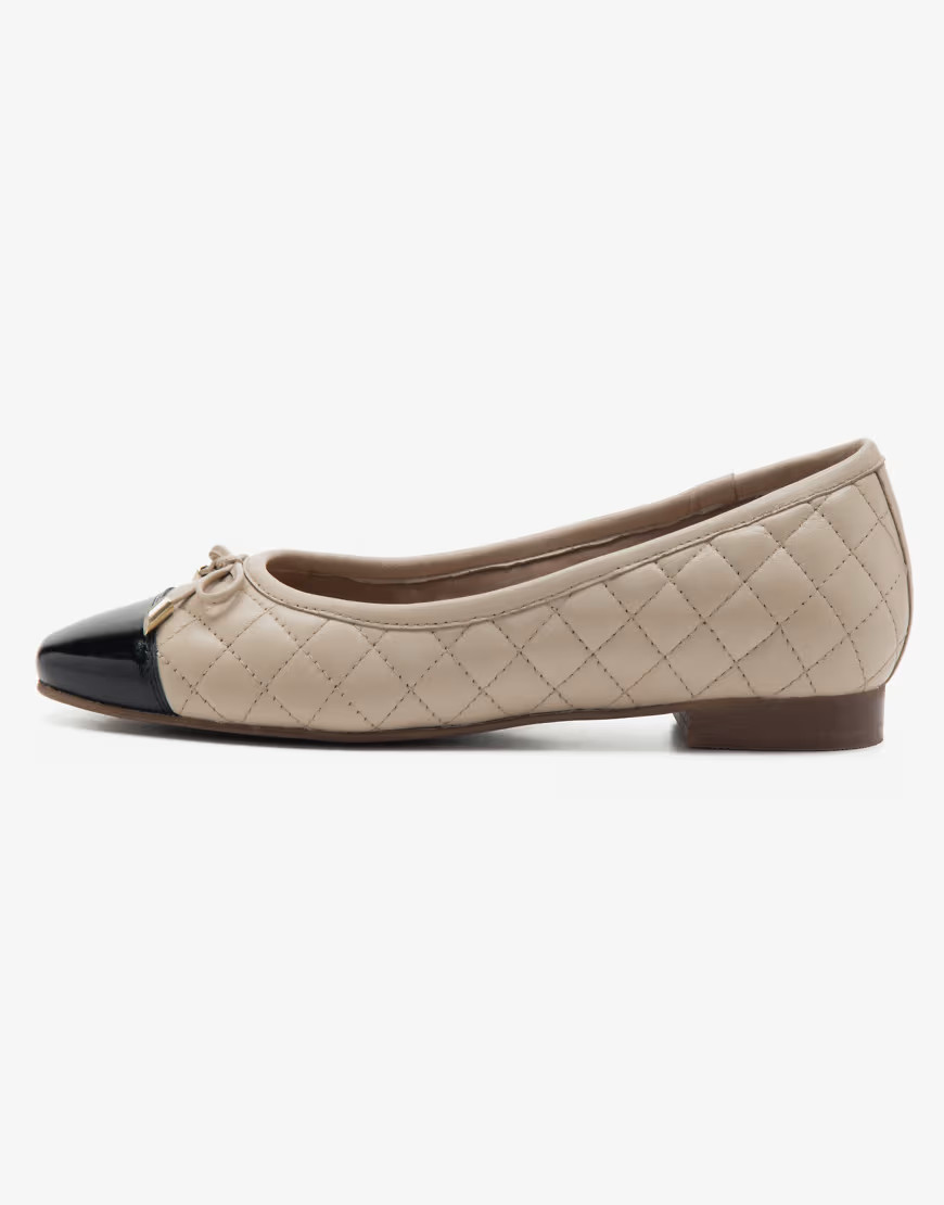 OFF THE HOOK leather sloane ballet pumps in beige-Neutral | ASOS (Global)