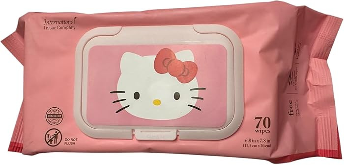Hello Kitty Signature Toallitas húmedas, grandes (7 x 8 pulgadas), sin perfume, 70 hojas | Amazon (US)