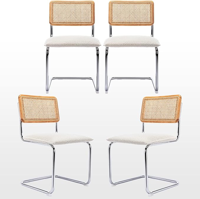Zesthouse Natural Rattan Dining Chairs Set of 4, Modern Kitchen Chairs with Solid Wood Back for D... | Amazon (US)