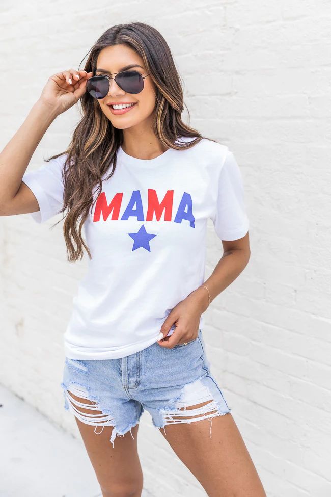 Mama Star White Graphic Tee | Pink Lily