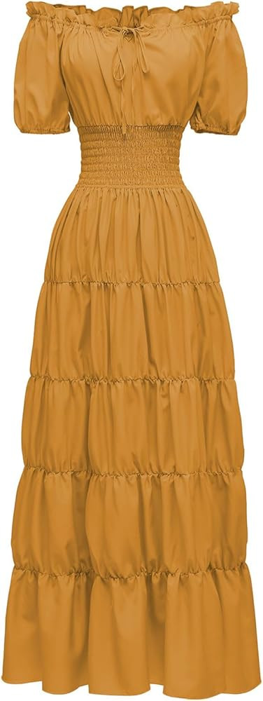 Renaissance Costume Women Medieval Chemise Dress Peasant Tops Irish Under Dress Maxi Tiered Long ... | Amazon (US)