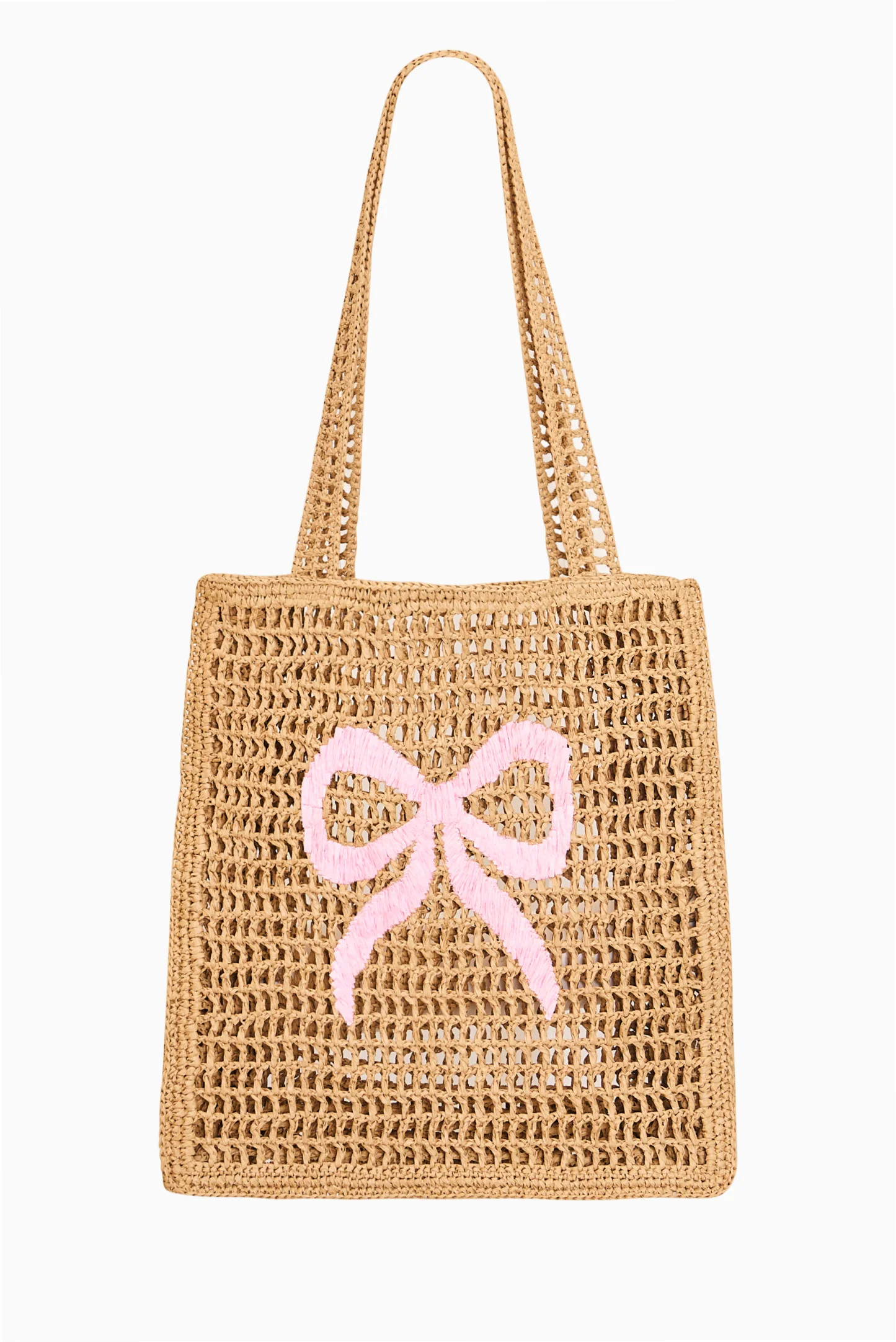 Seaside Straw Bow Beach Bag | LoveShackFancy