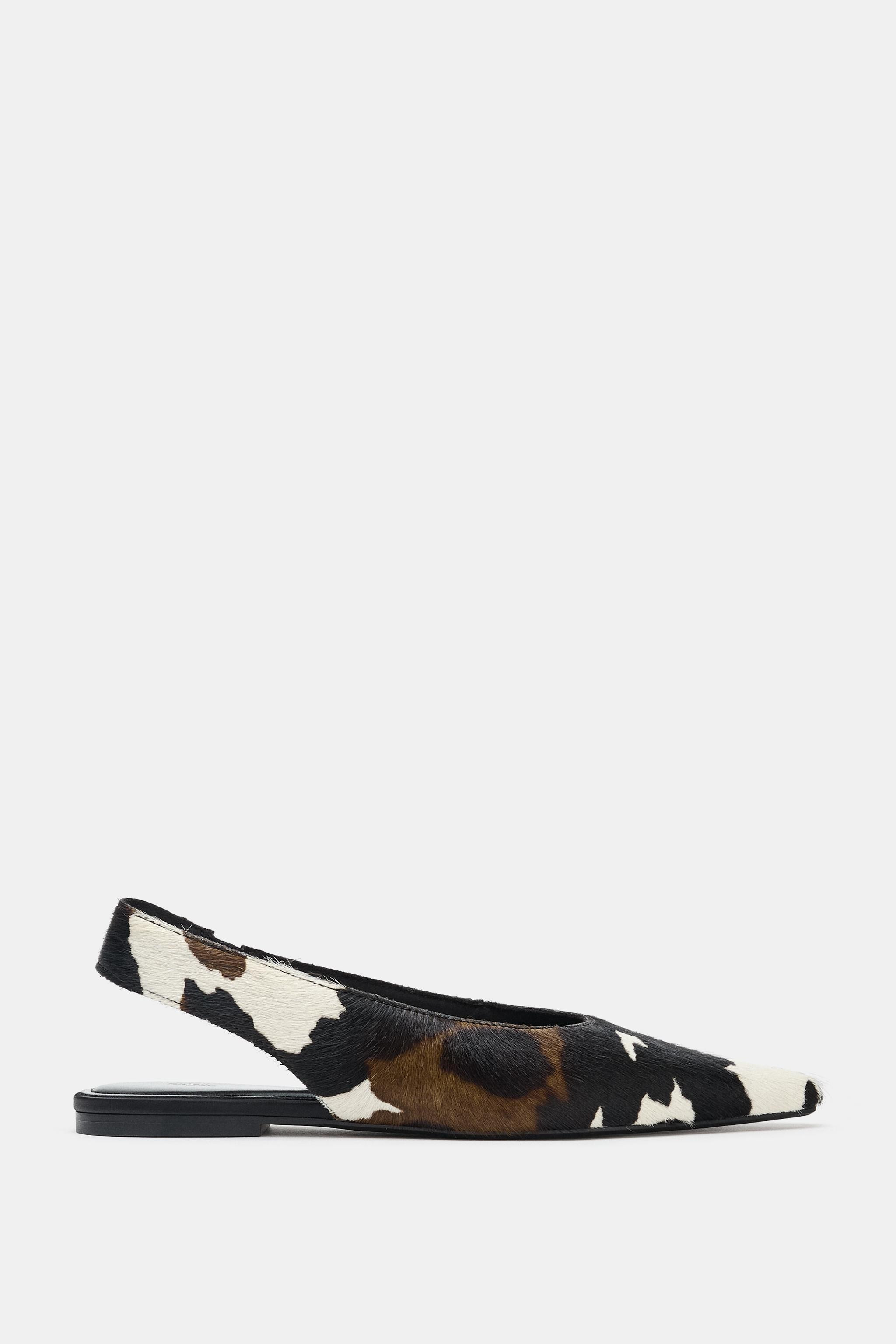 LEATHER SLINGBACK BALLET FLATS | Zara UK