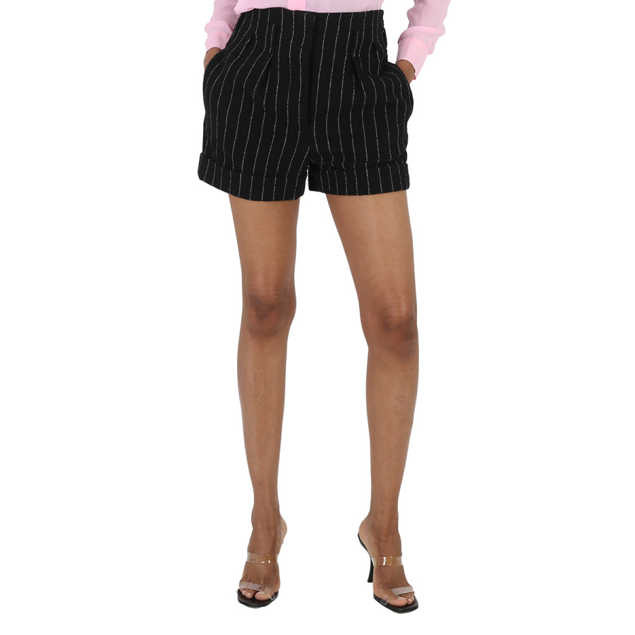 Moschino Ladies Black Stretch Pinstripe Shorts, Brand Size 40 (US Size 6) | Jomashop.com & JomaDeals.com