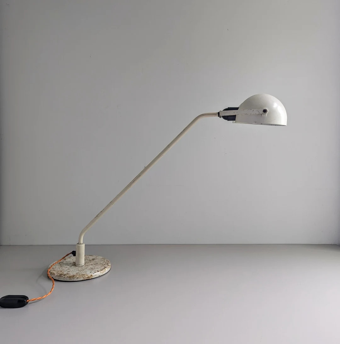 Vintage Italian Design Long Neck White Desk Metal Lamp - Etsy | Etsy (US)