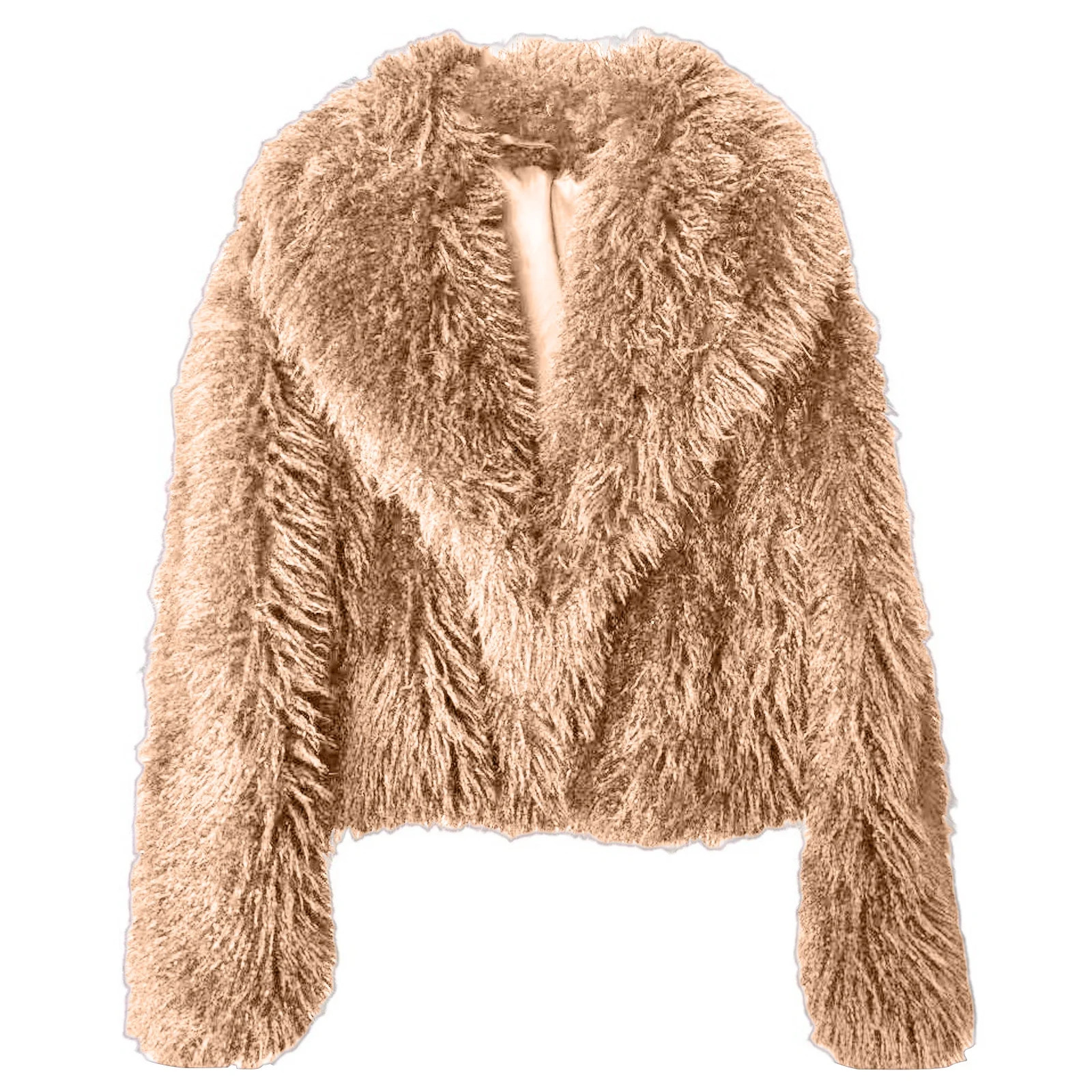 Short Faux Fur Jacket for Women Lapel Cardigan Winter Fluffy Outwear Coat for Evening Dresses Pin... | Walmart (US)